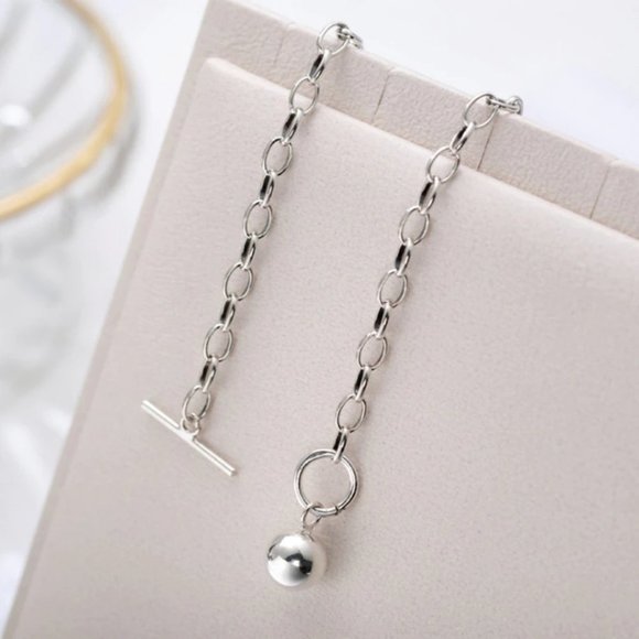 *NEW 925 Sterling Silver Toggle Link Necklace - Picture 6 of 7